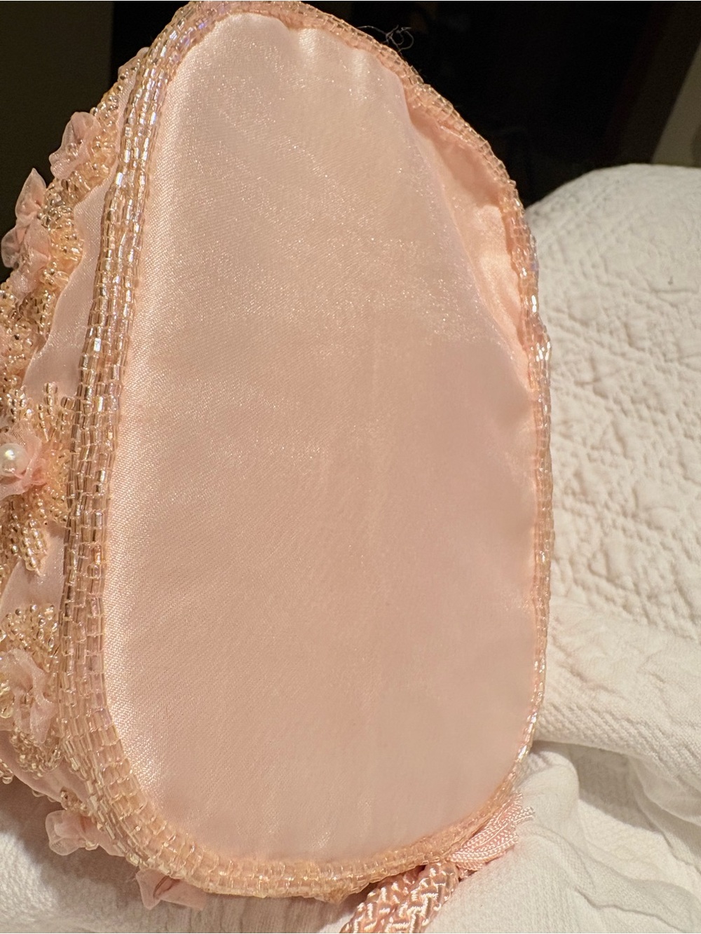 NWT Valerie Stevens Evening Pink Beaded Evening Bag Convertible Cord Strap - Picture 2 of 9